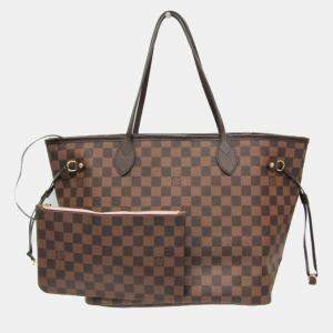 Pre Owned Louis Vuitton Neverfull MM Damier Ebene Rose Ballerine Coated Canvas Tote Bag