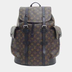 Louis Vuitton Monogram Macassar Brown Leather Christopher MM Backpack