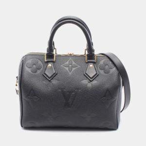 Pre Owned Louis Vuitton Speedy Bandouliere 25 Black Monogram Empreinte Giant Leather Shoulder Bag
