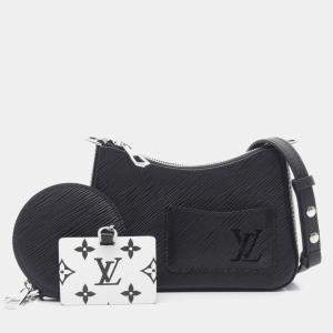 Louis Vuitton Malellini Epi Noir Handbag Leather Black