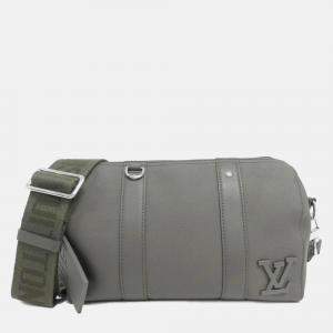 Louis Vuitton City Keepall LV Aerogram Black Leather Boston Bag
