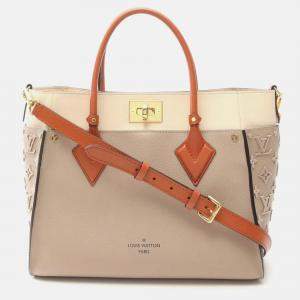 Louis Vuitton On My Side Beige Bordeaux Leather Monogram Tuftage Handbag