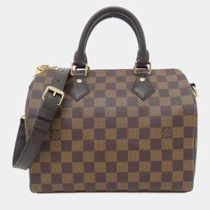 Pre Owned Louis Vuitton Speedy Bandouliere 25 Damier Ebene Canvas Boston Bag