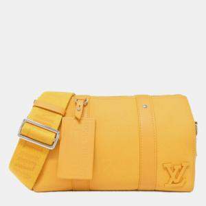 Pre Owned Louis Vuitton City Keepall LV Aerogram Saffron Leather Boston Bag