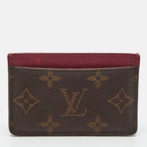 Pre Owned Louis Vuitton Fuchsia Monogram Canvas Card Holder