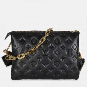Louis Vuitton Black Monogram Embossed Lambskin Coussin PM