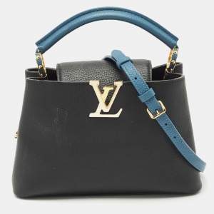 Pre Owned Louis Vuitton Black/Blue Taurillon Leather Capucines BB Bag