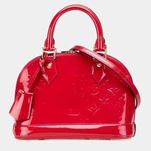 Pre Owned Louis Vuitton Red Monogram Vernis Alma BB Bag