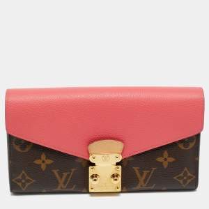 Pre Owned Louis Vuitton Rose Litchi Monogram Canvas and Leather Pallas Wallet