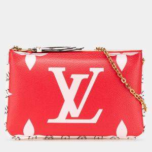 Pre Owned Louis Vuitton Red Limited Edition Monogram Giant Double Zip Pochette