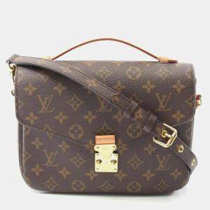 Louis Vuitton Metis Mm Pochette Handbag, Coated Canvas, Leather, Monogram, Brown,