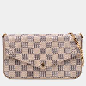 Pre Owned Louis Vuitton White Damier Azur Pochette Felicie