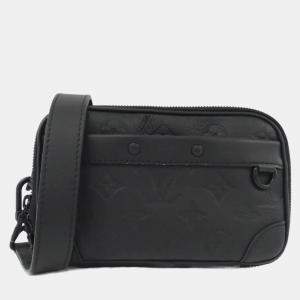 Pre Owned Louis Vuitton Alpha Wearable Wallet Black Monogram Shadow Leather Shoulder Bag
