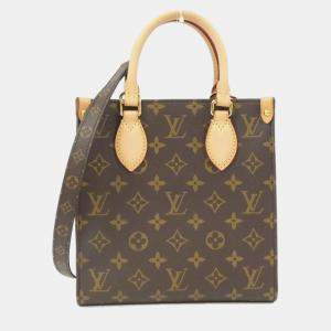 Pre Owned Louis Vuitton Sac Plat BB Brown Canvas Handbag