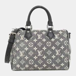 Pre Owned Louis Vuitton Speedy Bandouliere 25 Jacquard Denim Canvas Boston Bag