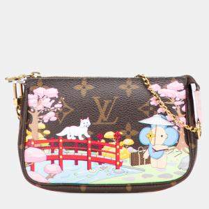 Pre Owned Louis Vuitton Brown Monogram Vivienne Christmas Animation Japanese Garden Mini Pochette Accessoires