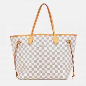 Louis Vuitton White Damier Azur Neverfull MM Bag