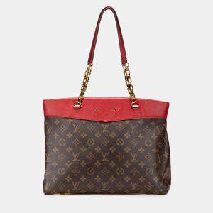 Louis Vuitton Brown/Red Monogram Pallas Shopper