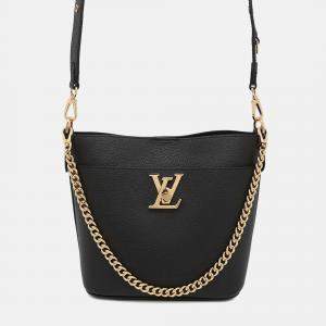 Pre Owned Louis Vuitton Padlock & Walk Black Grained Calf Leather