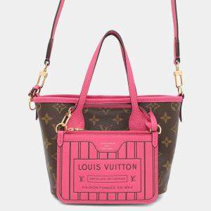 Pre Owned Louis Vuitton Neverfull Inside Out Rose Buffalo Pondichery Leather/Brown Monogram Size Bb