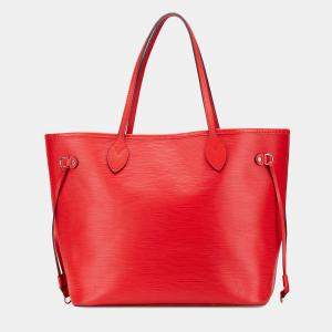 Louis Vuitton Red Epi Neverfull MM Bag