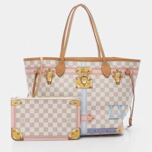 Louis Vuitton White Damier Azur Summer Trunks Neverfull MM
