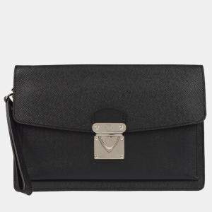 Louis Vuitton Belaia Black Taiga Leather Clutch Bag