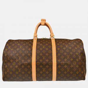 Pre Owned Louis Vuitton Keepall 55 Monogram Canvas Travel Duffle Bag