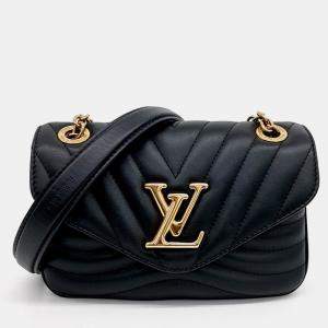 Pre Owned Louis Vuitton Black Leather New Wave Chain Shoulder Bag PM