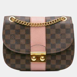 Pre Owned Louis Vuitton Brown Pink Damier Ebene Cuir Taurillon Wight