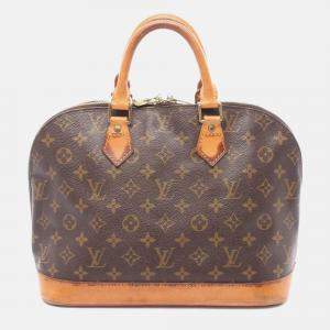 Pre Owned Louis Vuitton Alma PM Handbag  Monogram Canvas Leather Brown