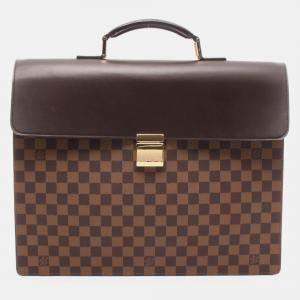 Louis Vuitton Altona Gm Briefcase  Damier Canvas Leather Ebene Mens
