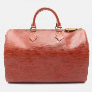 Pre Owned Louis Vuitton Speedy 35 Handbag  Epi Leather Brown Kenyan Fawn