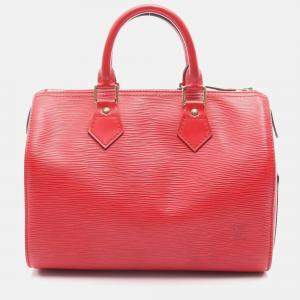 Pre Owned Louis Vuitton Speedy 25 Handbag Epi Leather Castilian Red