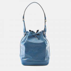 Pre Owned Louis Vuitton Noe Drawstring Shoulder Bag  Epi Leather Toledo Blue