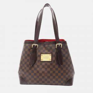 Pre Owned Louis Vuitton Hampstead Mm Shoulder Tote Bag  Damier Ebene