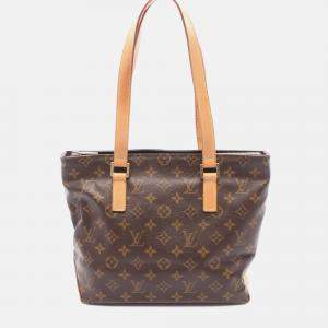 Pre Owned Louis Vuitton Cabas Piano Shoulder Tote Bag  Monogram Brown Canvas
