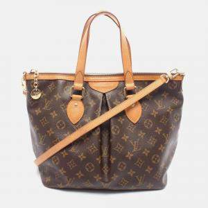 Pre Owned Louis Vuitton Palermo PM Shoulder Handbag  Monogram Canvas Brown