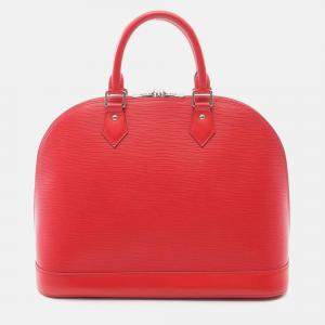 Pre Owned Louis Vuitton Alma MM Coquelicot Epi Leather Top Handle Bag