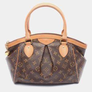 Pre Owned Louis Vuitton Tivoli Pm Handbag  Monogram Canvas Leather Brown