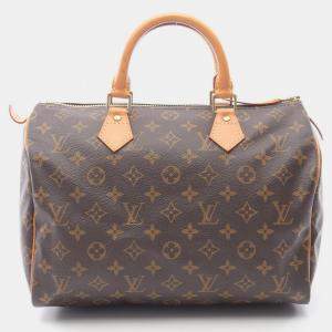 Pre Owned Louis Vuitton Speedy 30 Handbag  Monogram Canvas Leather Brown