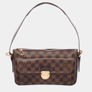Pre Owned Louis Vuitton Ravello Gm Shoulder Bag  Damier Canvas Ebene