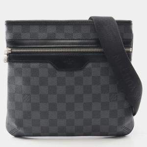 Pre Owned Louis Vuitton Tomas Shoulder Bag  Damier Graphite Canvas Black