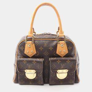 Pre Owned Louis Vuitton Manhattan Pm Handbag  Monogram Canvas Brown
