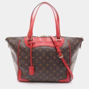 Pre Owned Louis Vuitton Estrella Mm Shoulder Tote Bag  Monogram Brown Red