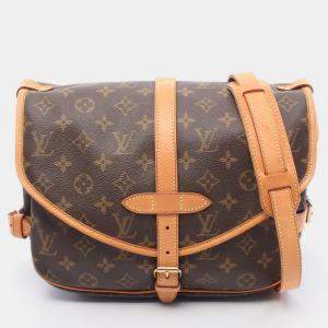 Pre Owned Louis Vuitton Saumur 30 Shoulder Bag  Monogram Canvas Leather Brown