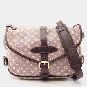 Pre Owned Louis Vuitton Saumur Pm Shoulder Bag  Monogram Canvas Bordeaux Sepia