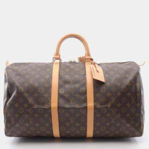 Pre Owned Louis Vuitton Keepall 55 Travel Handbag  Monogram Canvas