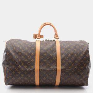 Pre Owned Louis Vuitton Keepall 55 Traveling Handbag  Monogram Canvas