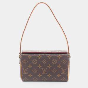 Pre Owned Louis Vuitton Recital Handbag  Monogram Canvas Leather Brown